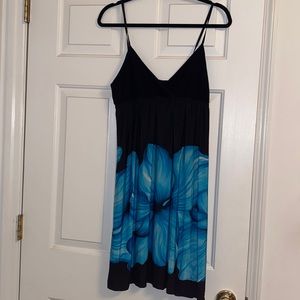 Rue 21 Sundress Black with Blue Floral Design XL
